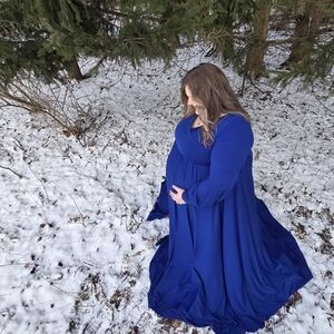 Elegant Royal Blue Maternity Gown